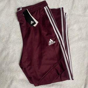Adidas Mens Size Large Tricot Burgundy Tapered Leg Sports Pants
